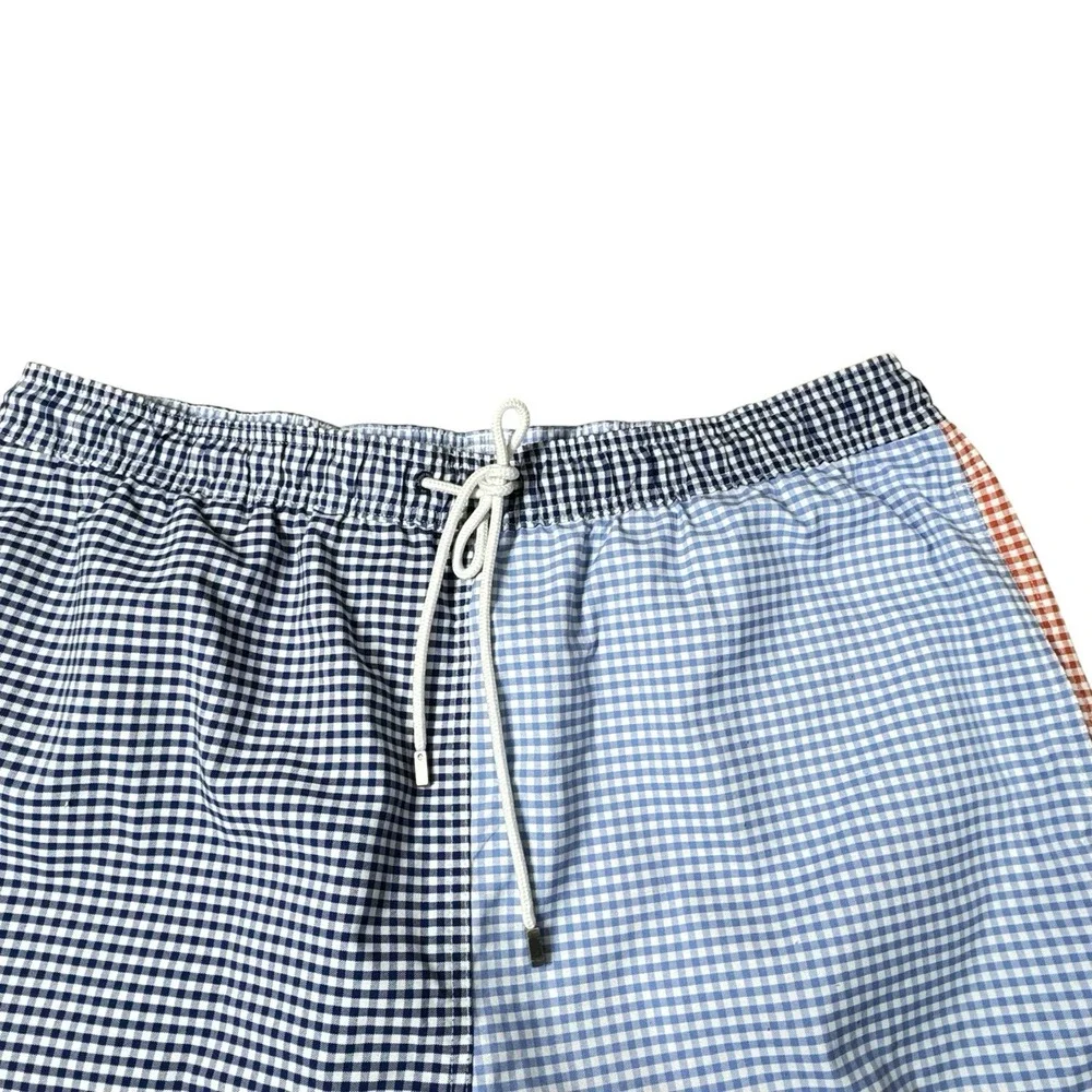 Brooks Brothers‎ Swim Trunks Board Shorts 1XL T Gingham Drawstring Pockets READ
